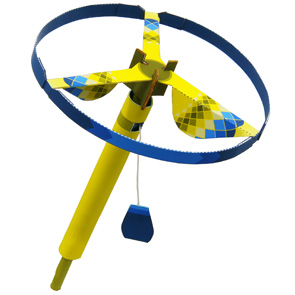 Papercraft de un Volador helicóptero amarillo. Manualidades a Raudales.