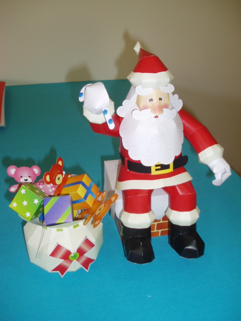 Papercraft Conjunto Navide O Santa Claus En Su Trineo Manualidades A