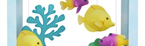 Papercraft de un Acuario con cirujanos amarillos. Manualidades a Raudales.
