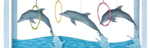 Papercraft de un Acuario con delfines. Manualidades a Raudales.