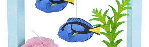 Papercraft de un Acuario con cirujanos azules. Manualidades a Raudales.