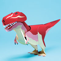 Papercraft imprimible y recortable del Tirannosaurus Rex con movimiento. Manualidades a Raudales.