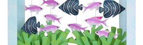 Papercraft de un Acuario con peces Ángel Koran. Manualidades a Raudales.
