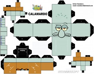 Cubeecraft de Calamardo personaje de Bob Esponja. Manualidades a Raudales.