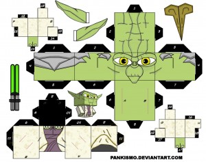 Cubeecraft del personaje de Satr Wars, Yoda. Manualidades a Raudales.