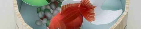 Papercraft de un diorama de un pez dorado / Goldfish. Manualidades a Raudales.