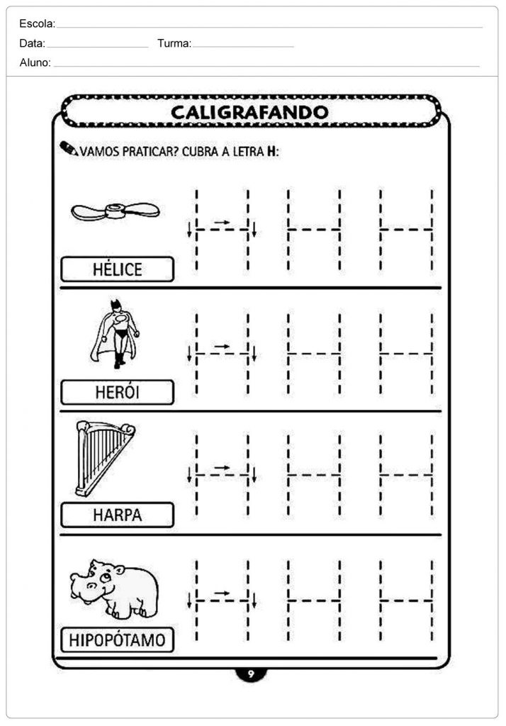 Grafomotricidad letra h – Manualidades a Raudales